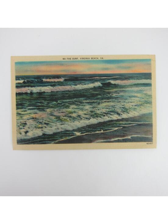 Other - Vintage Linen Postcard Virginia Beach VA Virginia Ocean Surf Waves Landscape